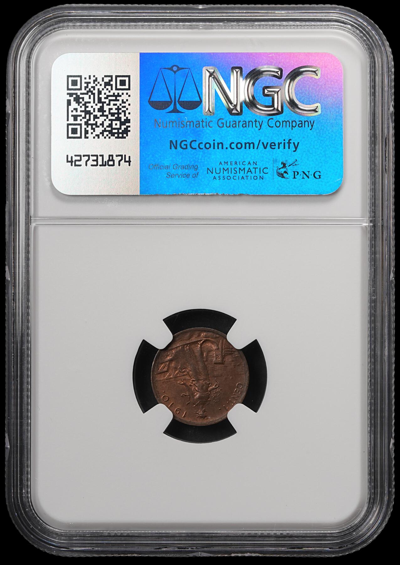 修遠堂世界钱币第五十七期 NGC MS64RB 1910年意大利1分铜币