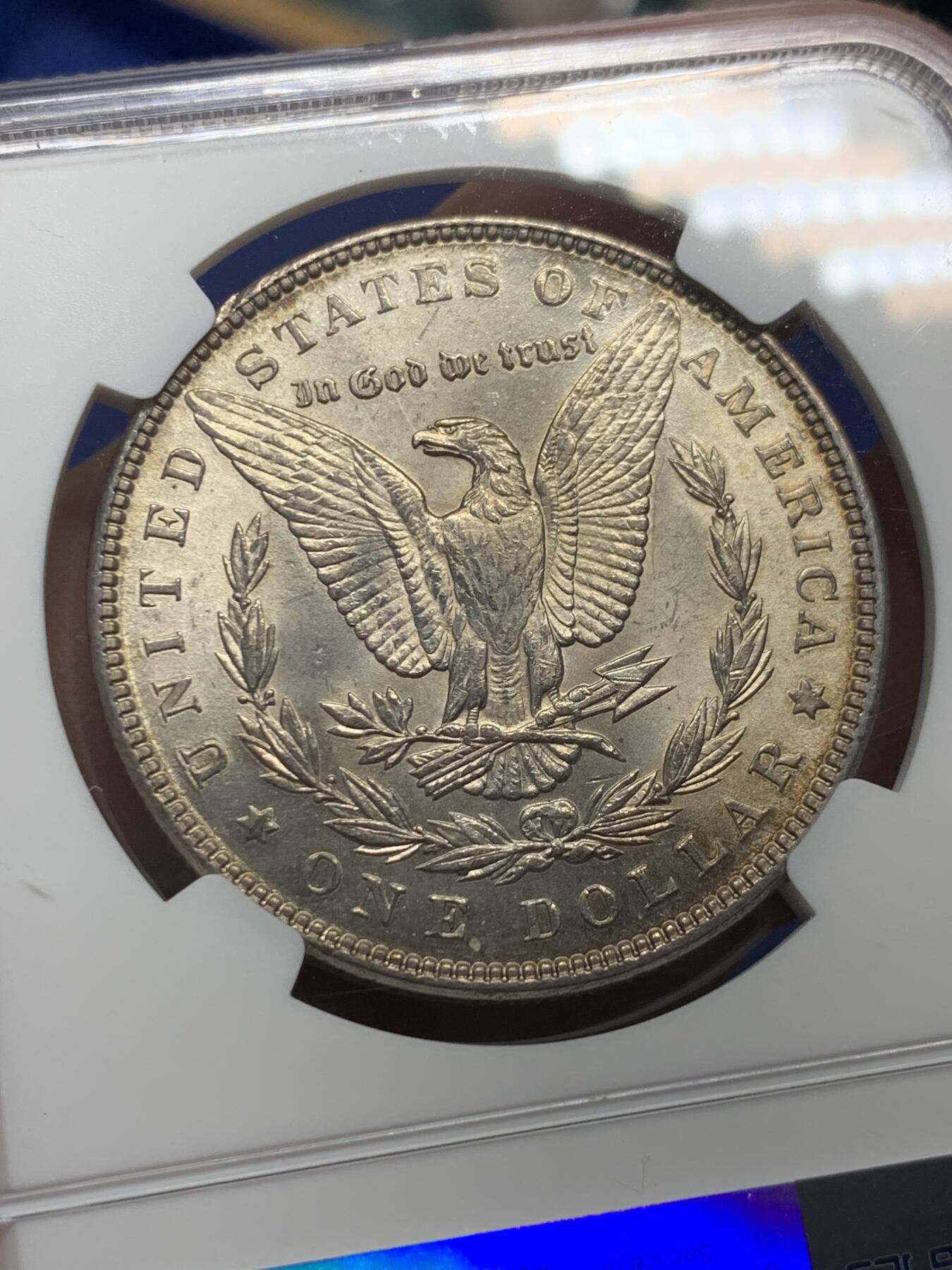 《竞宝斋》第352场 周日，周一 2场连拍 （全场包邮） NGC MS62 美国1887年摩根1美圆银币