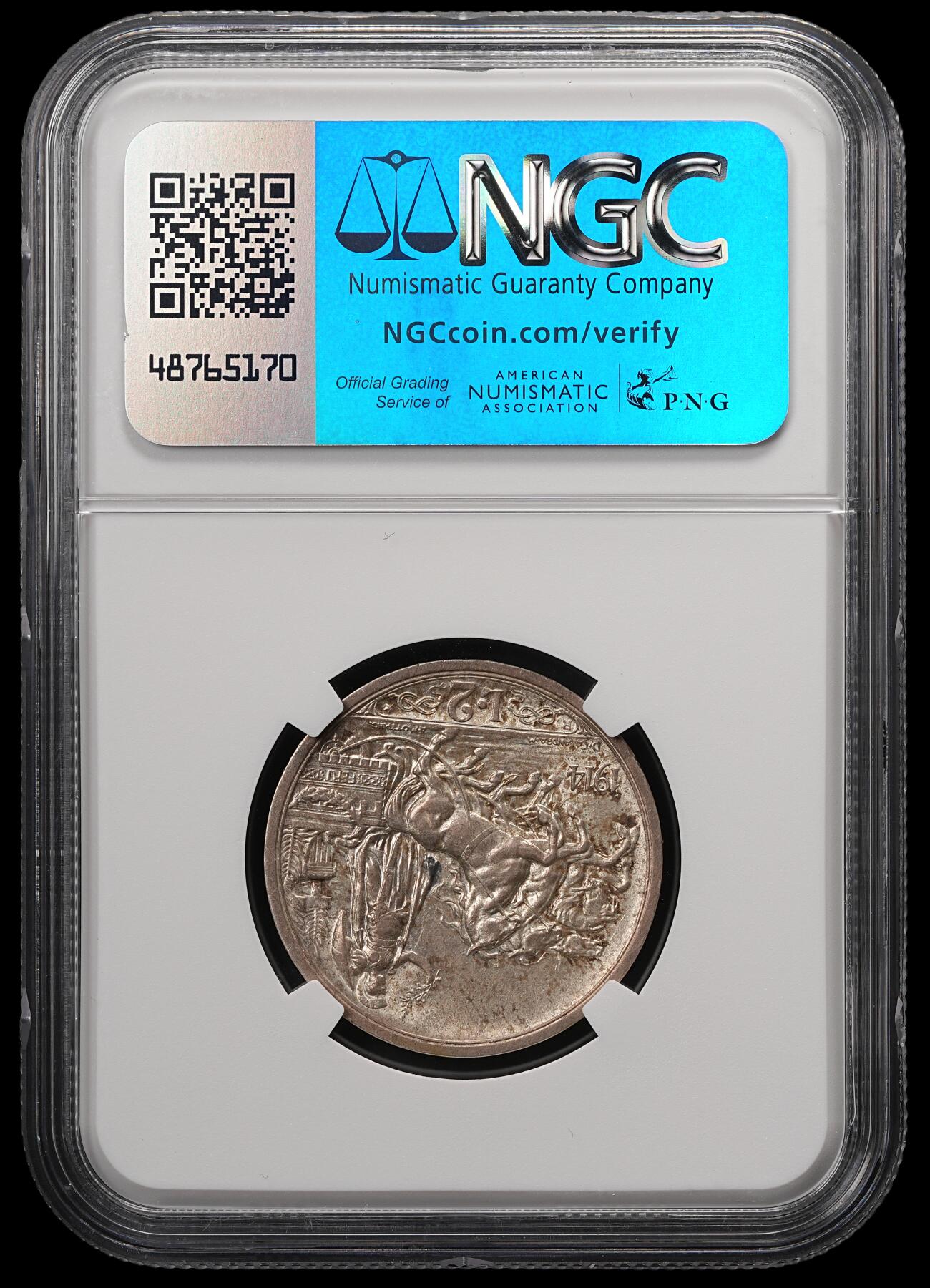 修遠堂世界钱币第五十七期 NGC MS62 1914年意大利马车2里拉银币