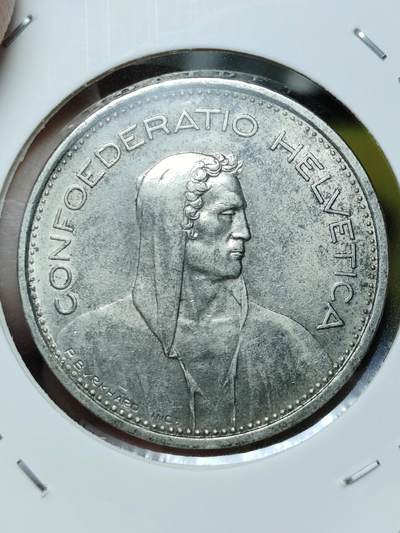 2025年第四场(总第三十场）外国好品散币(免佣金) - 好品瑞士🇨🇭1967年5法郎大银币(B标、Type1边字从六点位置开始)