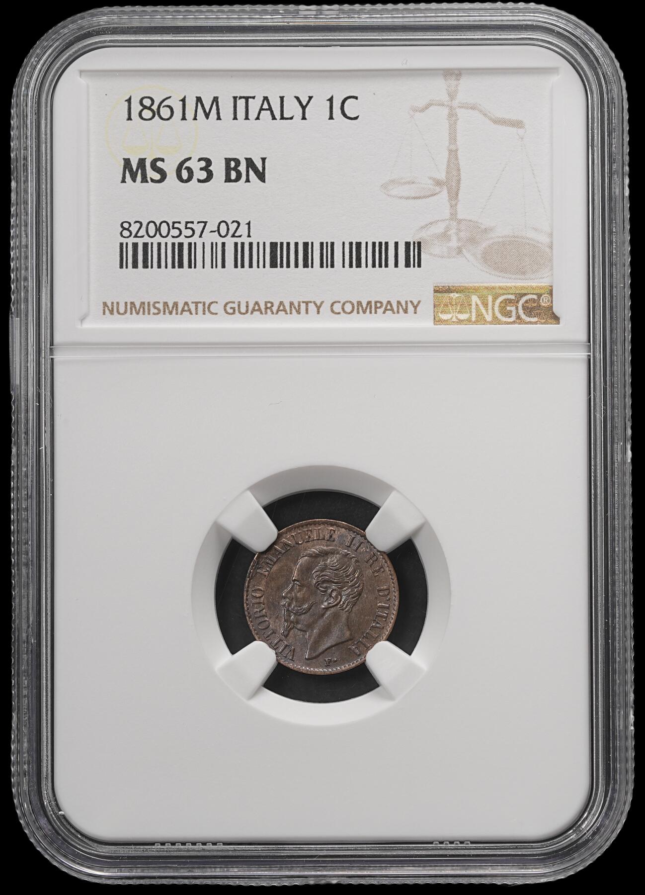 修遠堂世界钱币第五十七期 NGC MS63BN 1861年意大利1分铜币