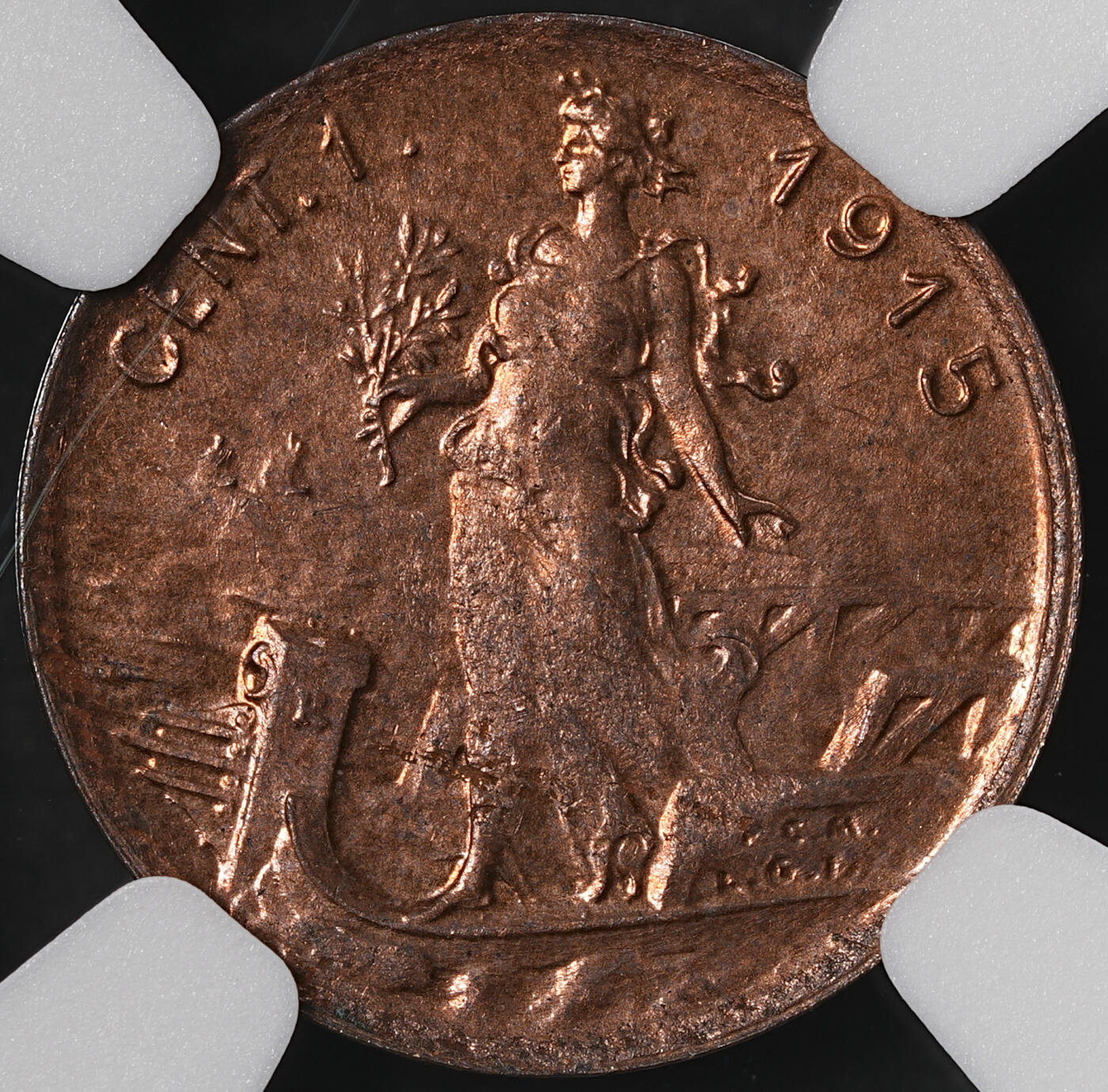 修遠堂世界钱币第五十七期 NGC MS64RB 1915年意大利1分铜币
