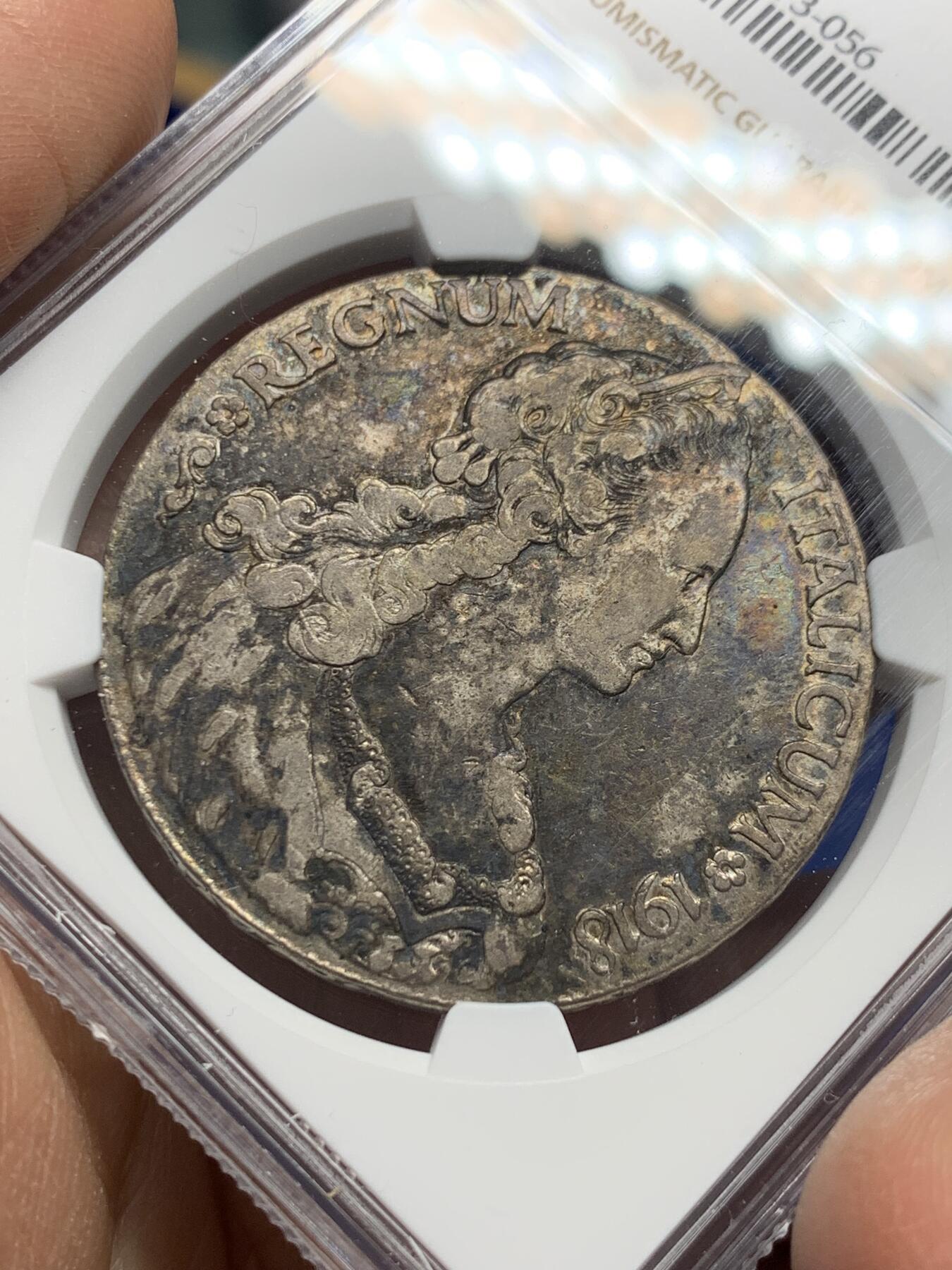 《竞宝斋》第352场 周日，周一 2场连拍 （全场包邮） NGC VF30 意属厄立特里亚1918年1泰勒银币 意属精品