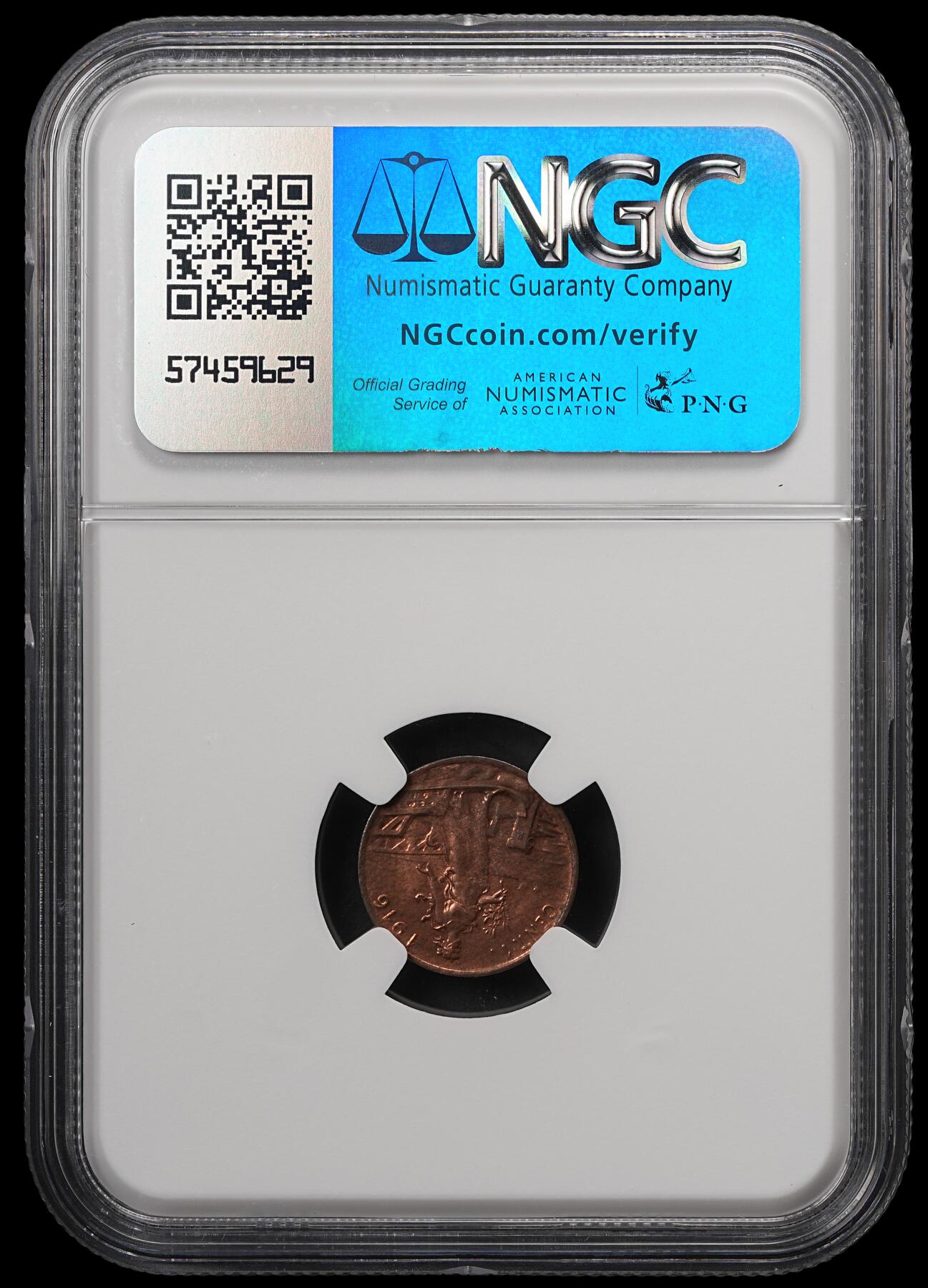 修遠堂世界钱币第五十七期 NGC MS64RB 1916年意大利1分铜币