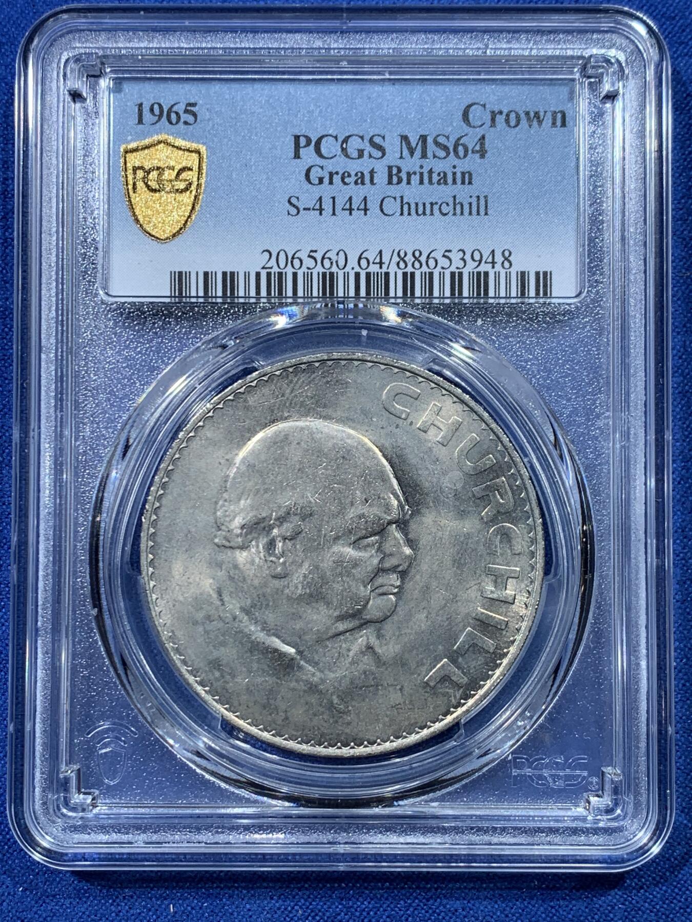 《竞宝斋》第352场 周日，周一 2场连拍 （全场包邮） 3枚一组 PCGS MS64 英国1965年1克朗+1977/1981年25便士纪念币