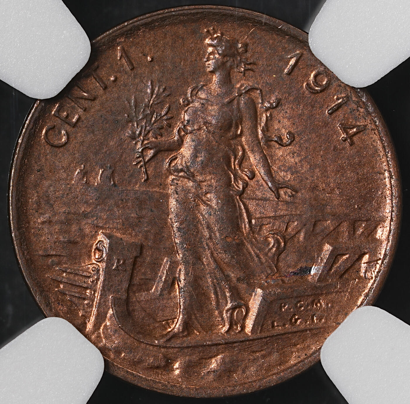 修遠堂世界钱币第五十七期 NGC MS64RB 1914年意大利1分铜币
