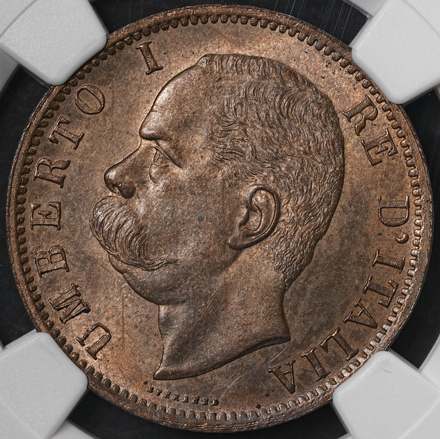 修遠堂世界钱币第五十七期 NGC MS64RB 1894年意大利10分铜币 BI厂铭