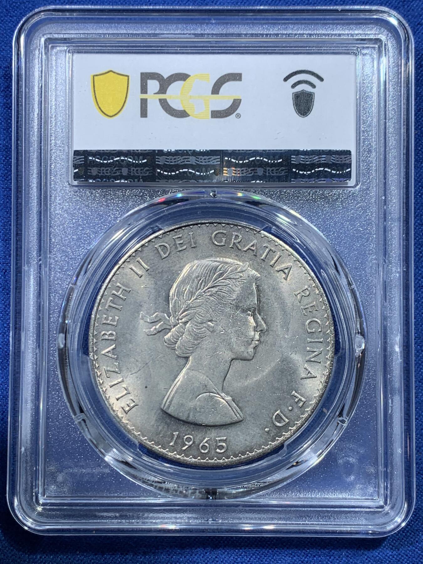 《竞宝斋》第352场 周日，周一 2场连拍 （全场包邮） 3枚一组 PCGS MS64 英国1965年1克朗+1977/1981年25便士纪念币
