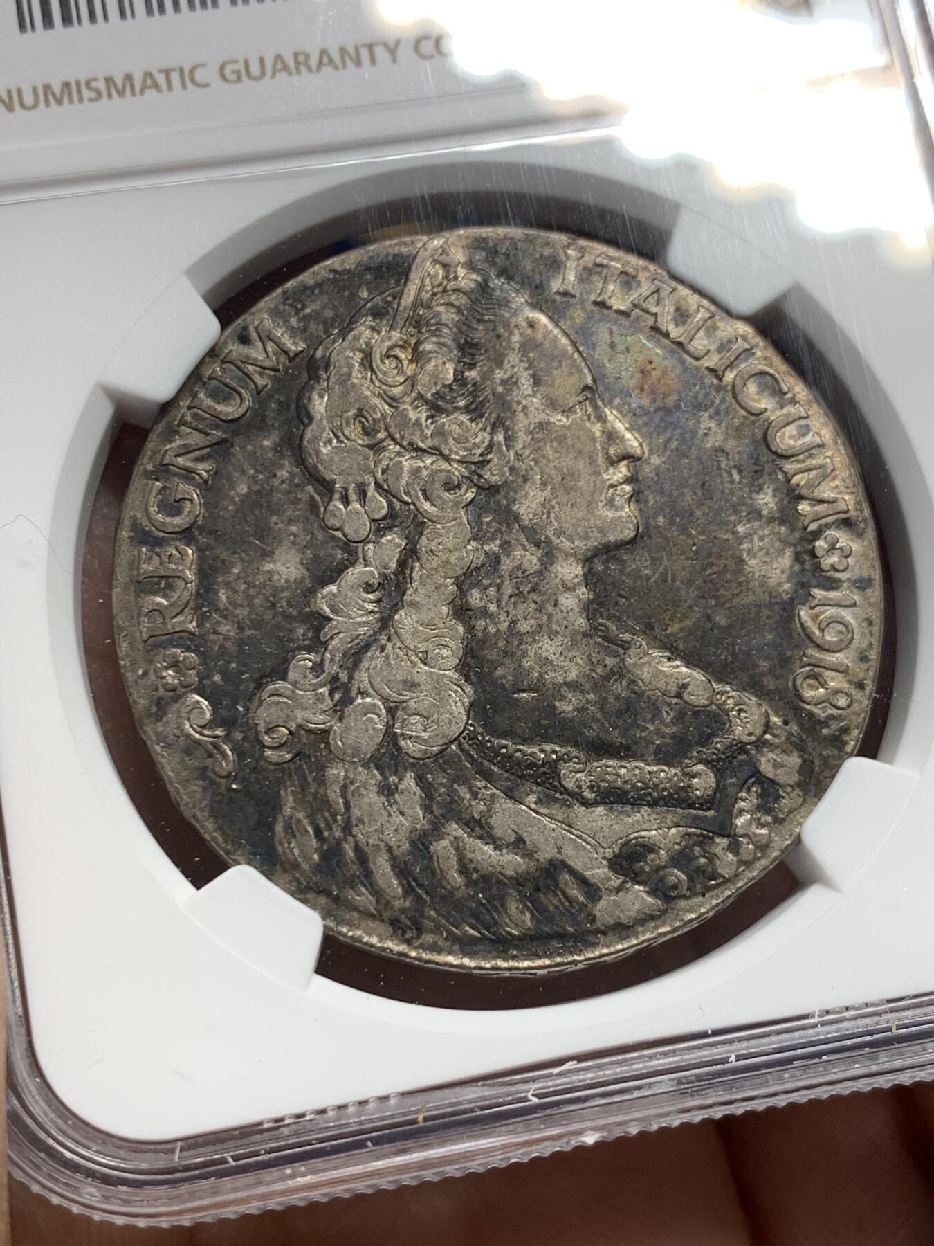 《竞宝斋》第352场 周日，周一 2场连拍 （全场包邮） NGC VF30 意属厄立特里亚1918年1泰勒银币 意属精品