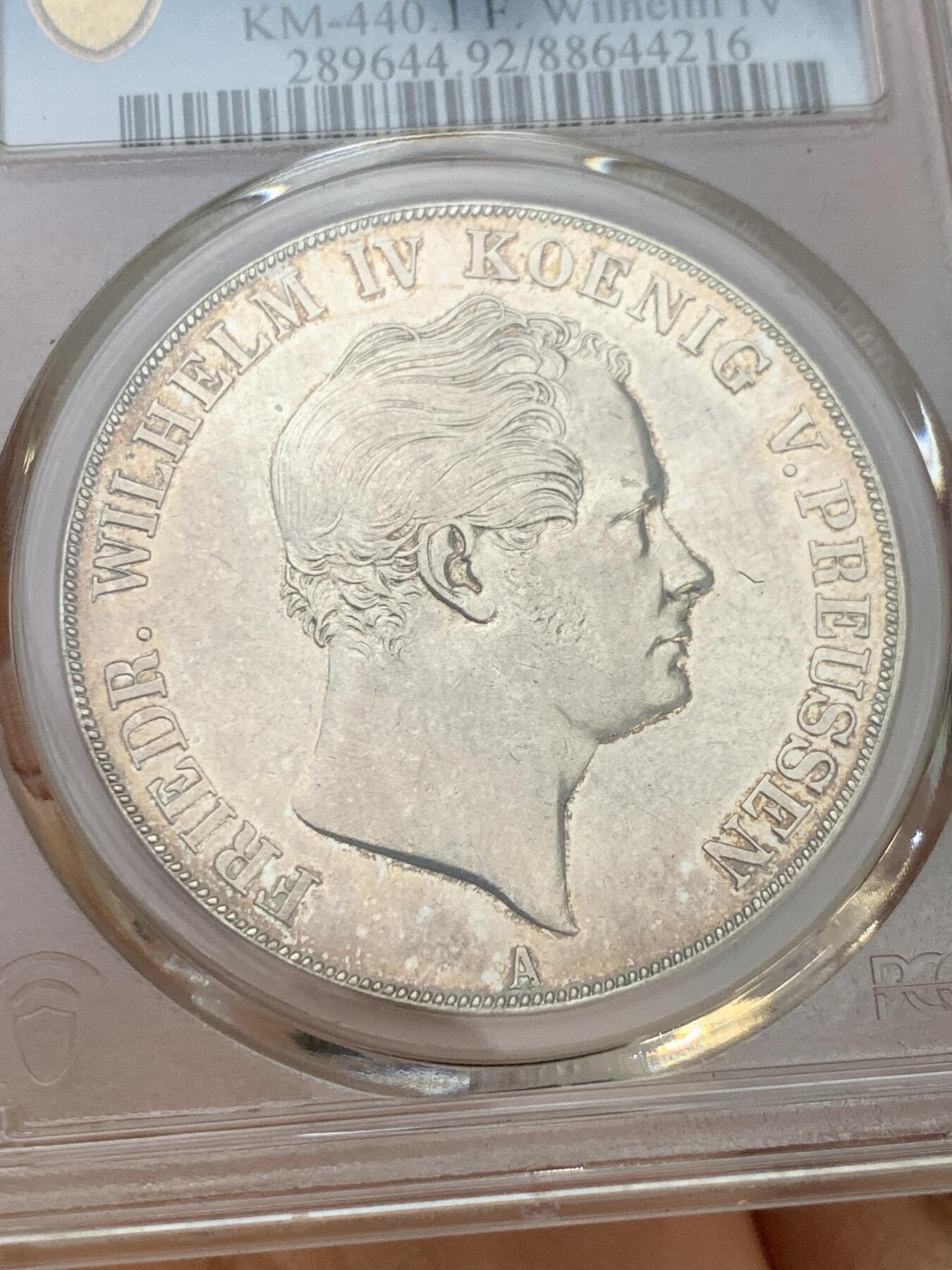 《竞宝斋》第352场 周日，周一 2场连拍 （全场包邮） PCGS AUD 1841A德国普鲁士威廉四世二泰勒 高点磨损较少 细节到位 在如今二泰勒价格起飞的情况下有较高性价比