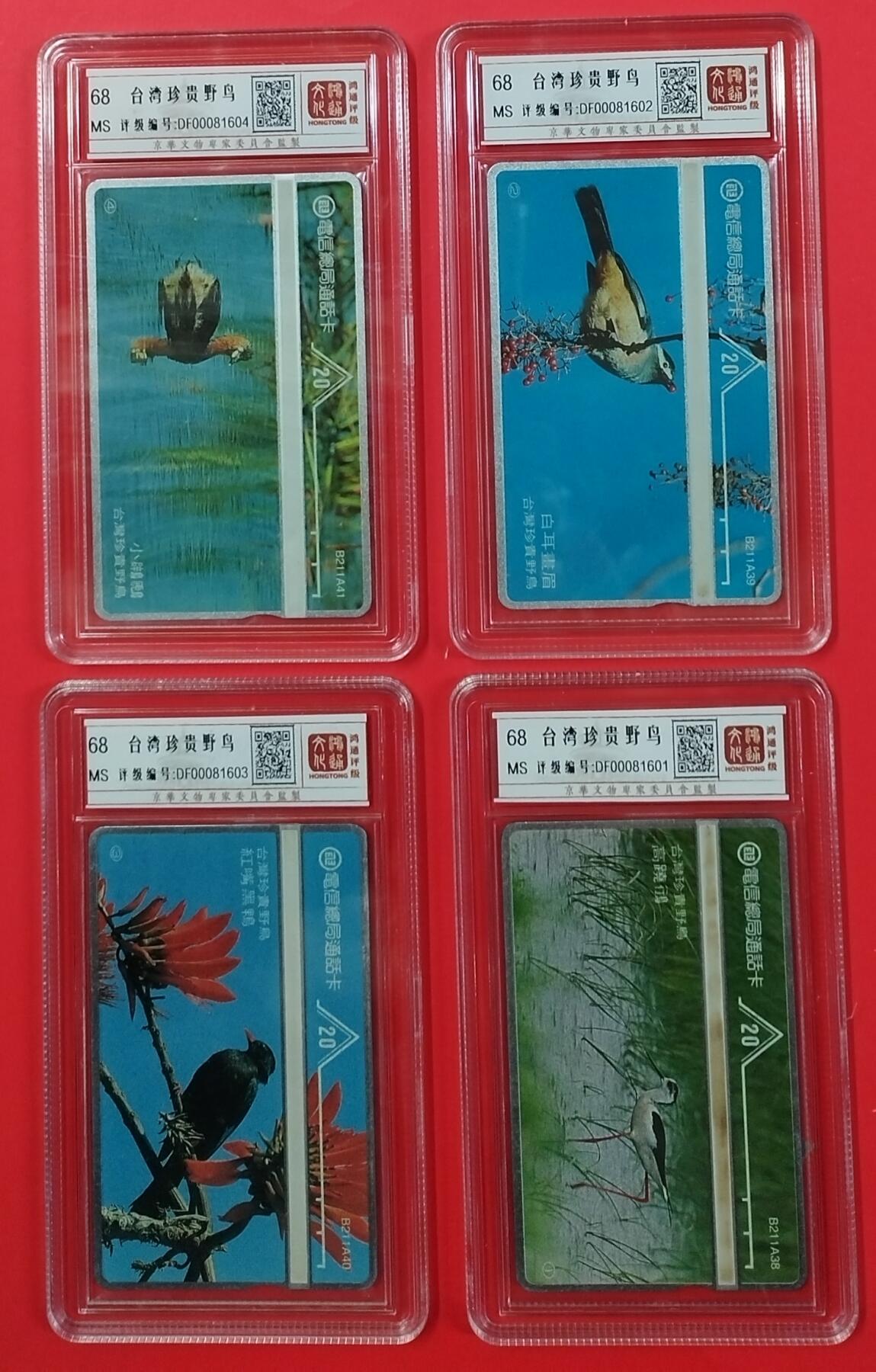 《鸿通俱乐部》拍卖第24期  2月12日21:00延时节拍 台湾光学新卡《台湾珍贵野鸟》鸿通68分*4全