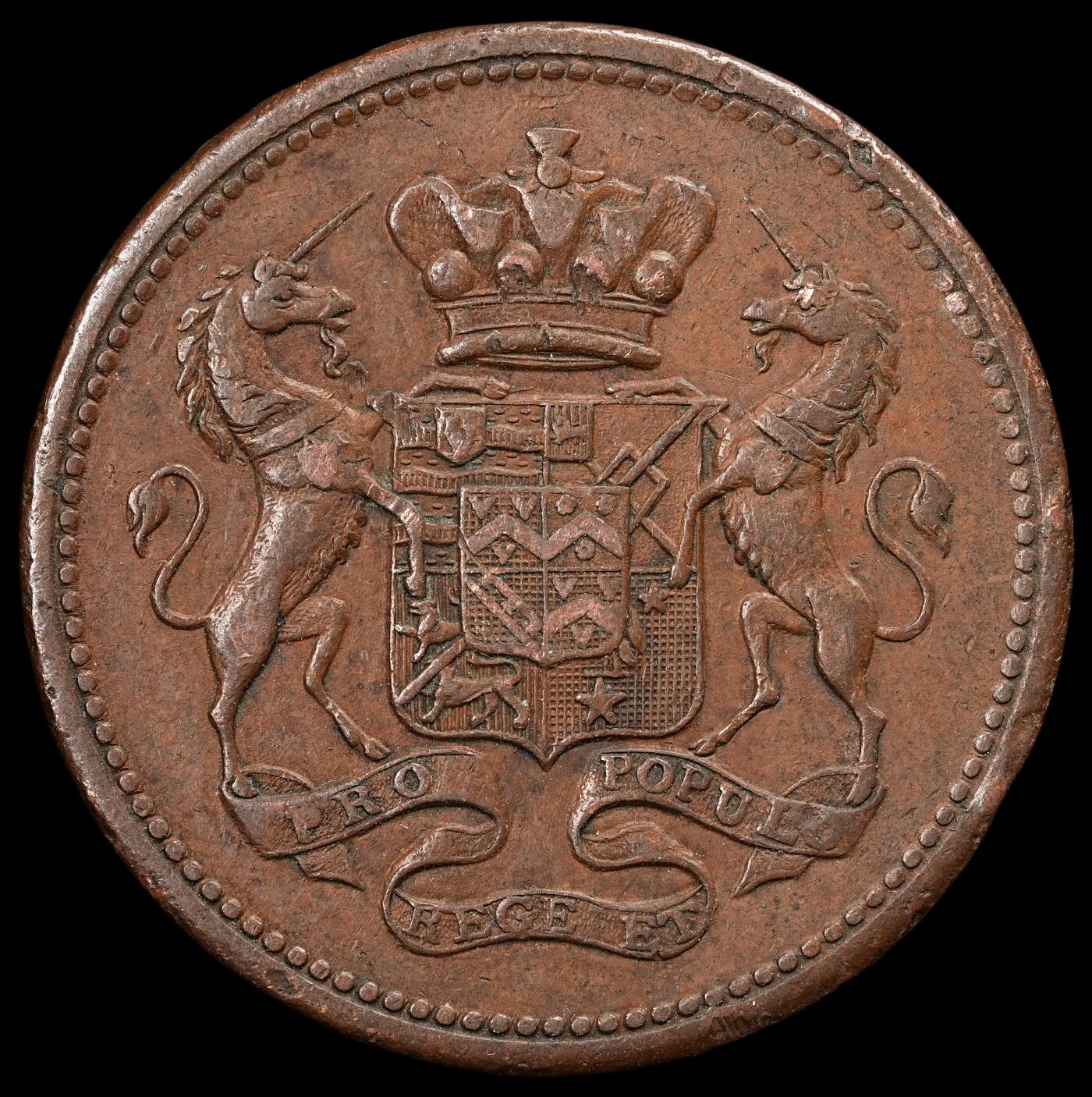 修遠堂世界钱币第五十七期 1812年英国康沃尔矿业成功1便士代用币 17.61g