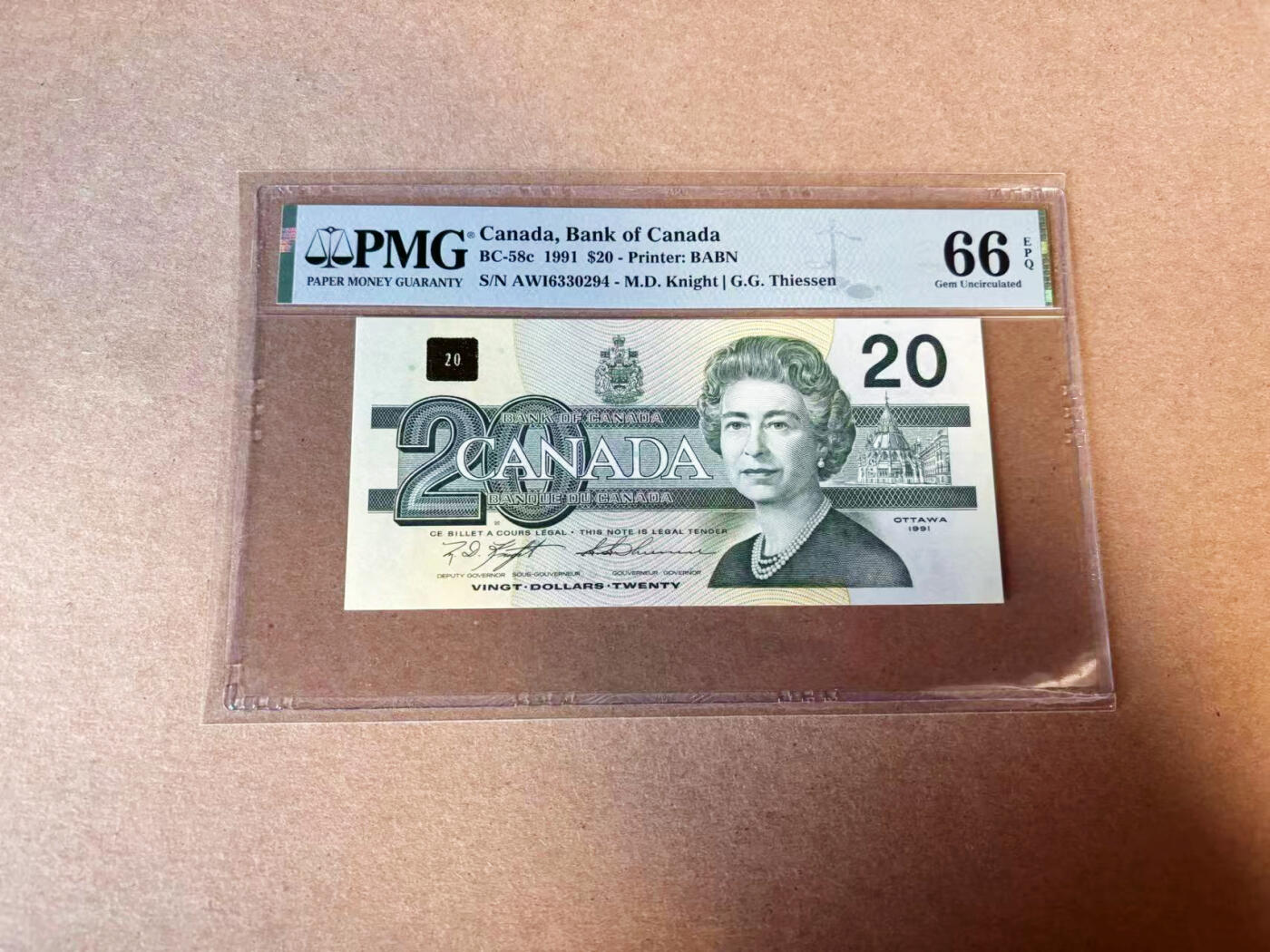 【Blue Auction】✨世界纸币精拍第618期【精】 加拿大 1991年20元 女王 PMG66EPQ 
