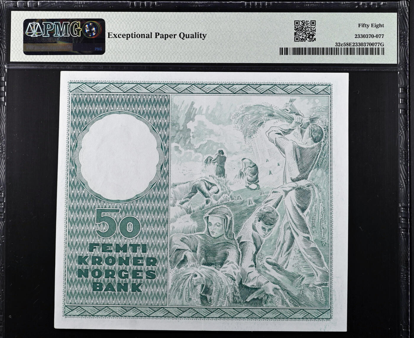 【Blue Auction】✨世界纸币精拍第618期【精】 挪威 1964年50克朗 大方块 设计精美 PMG58EPQ 原票