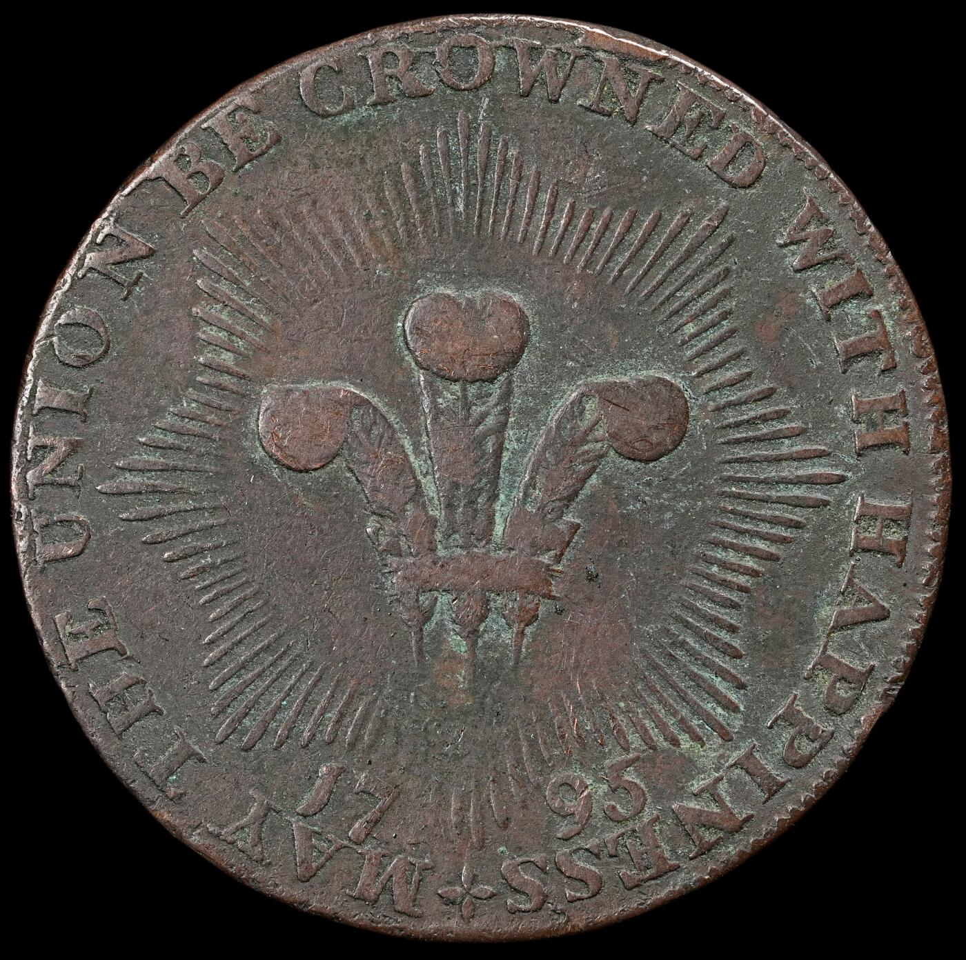 修遠堂世界钱币第五十七期 1795年英国半便士代用币 威尔士公主卡罗琳头像 9.36g