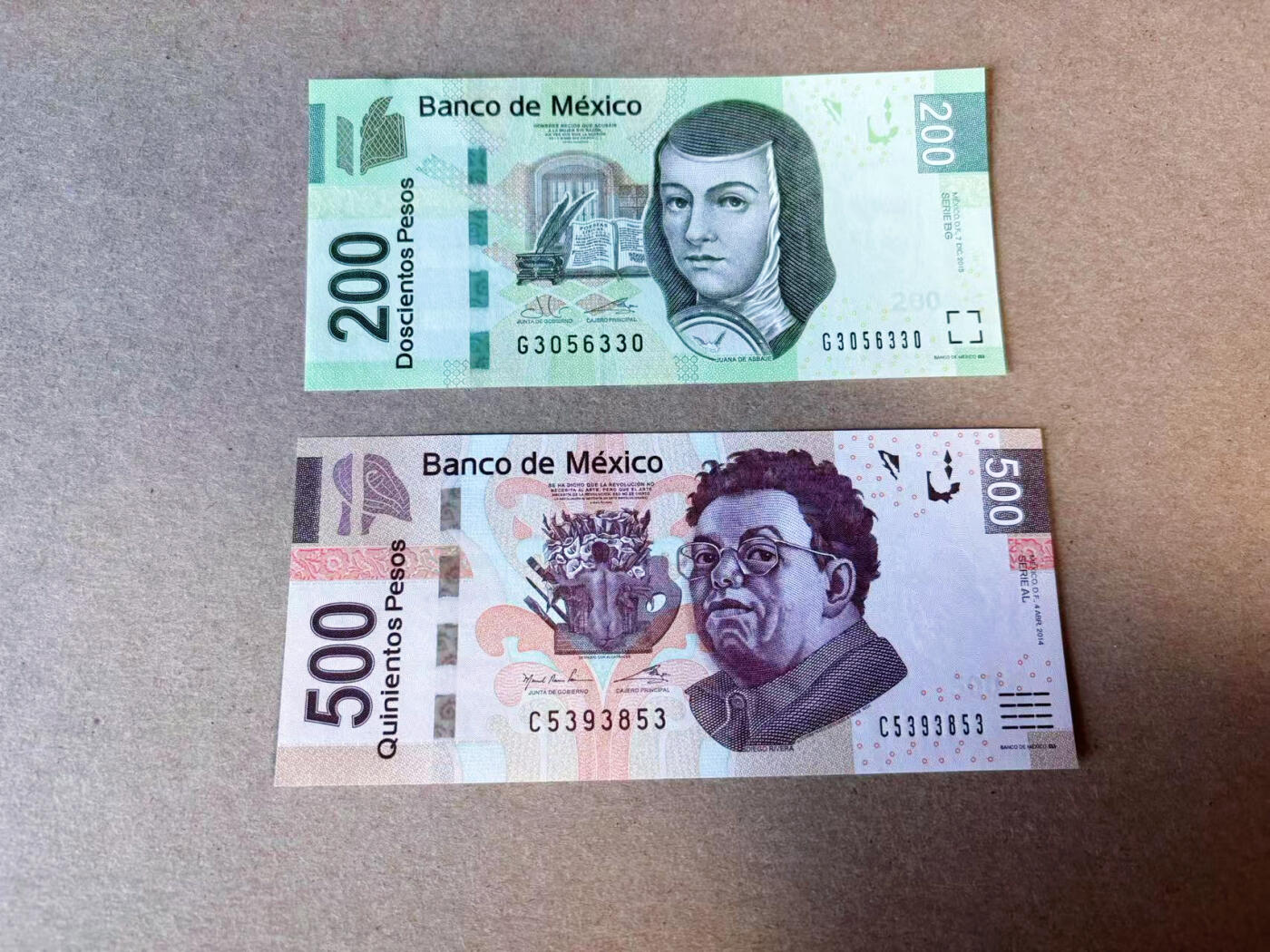 【Blue Auction】✨世界纸币精拍第618期【精】 【一组2张】墨西哥 2014-15年200-500比索 全新UNC