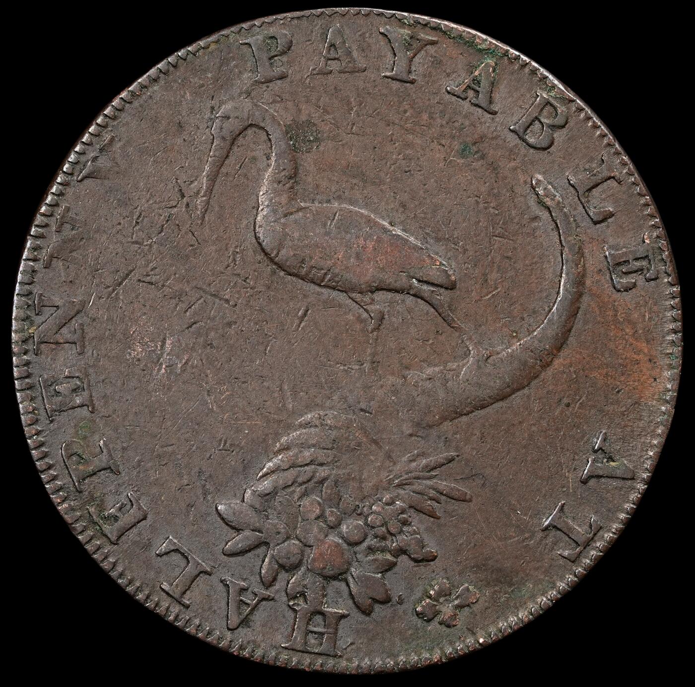 修遠堂世界钱币第五十七期 1794年英国伯明翰矿业和铜矿公司半便士代用币 11.14g