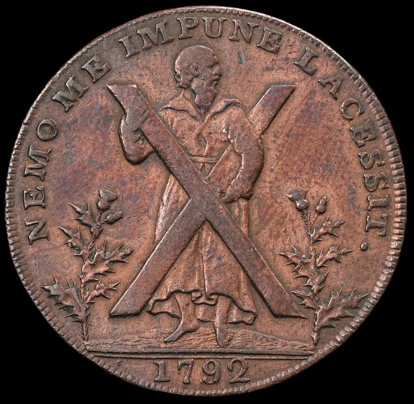 修遠堂世界钱币第五十七期 1792年苏格兰爱丁堡半便士代用币 11.98g