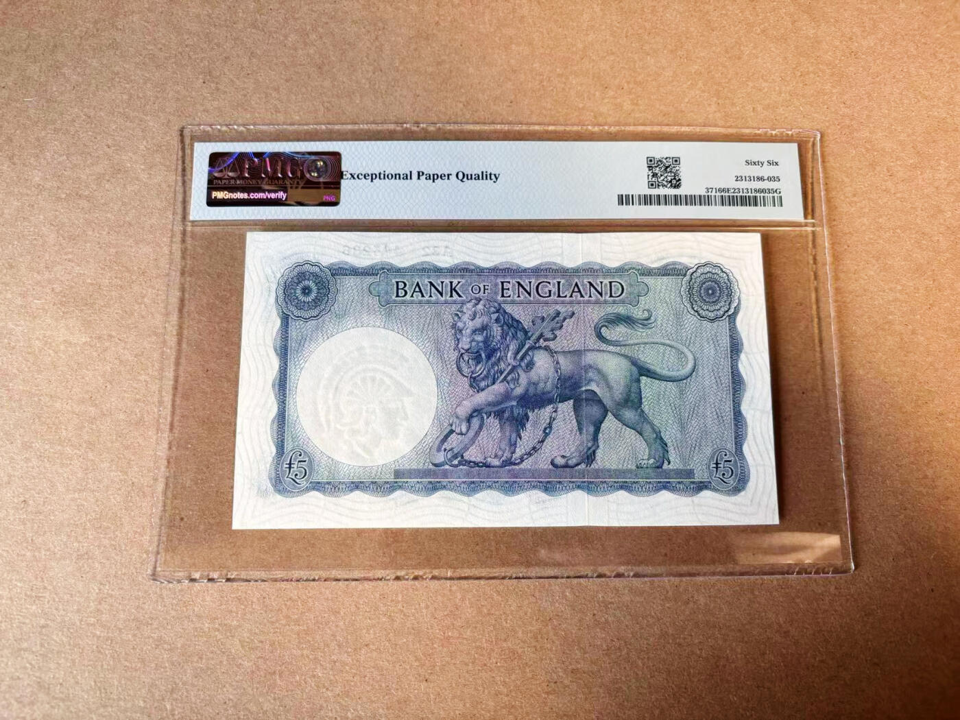 【Blue Auction】✨世界纸币精拍第618期【精】  英国 B序列 1957-67年5镑 PMG66EPQ 