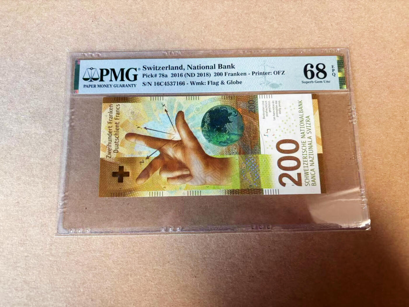 【Blue Auction】✨世界纸币精拍第618期【精】 瑞士 2016年200法郎 PMG68EPQ 超高分