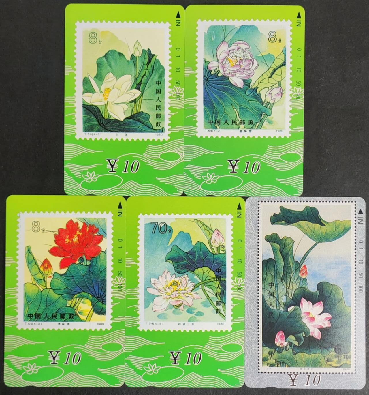 公藏第36期裸卡拍卖 甘肃田村卡（荷花）5全品相钢印码见描述。