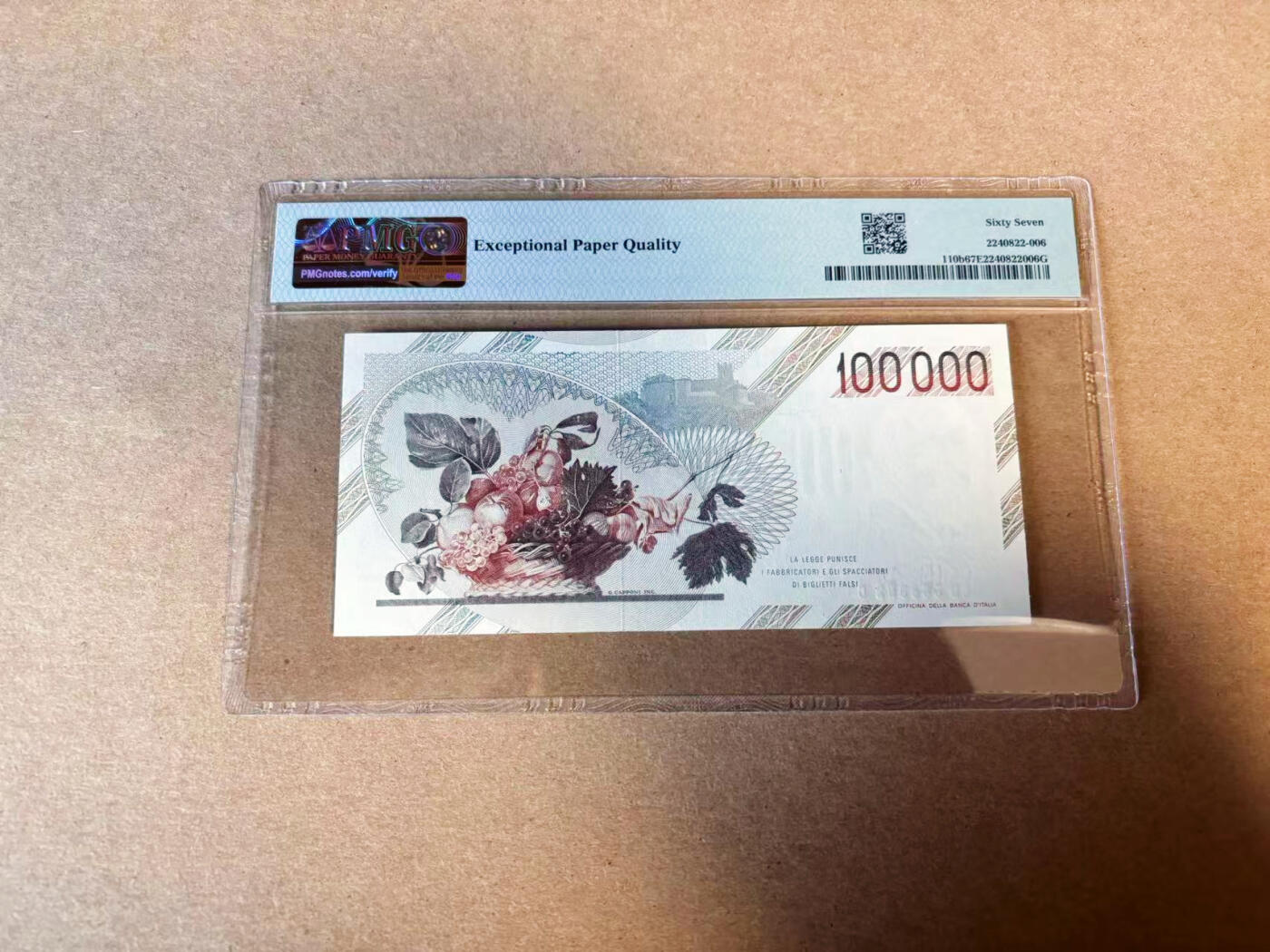 【Blue Auction】✨世界纸币精拍第618期【精】 【无47】意大利 1983年10万里拉 PMG67EPQ 高分 