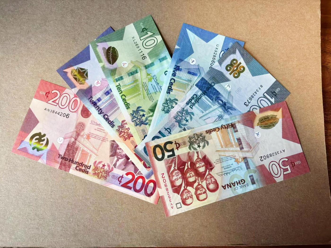 【Blue Auction】✨世界纸币精拍第618期【精】 【一组6张 含无47】加纳 5-200塞地 全新UNC