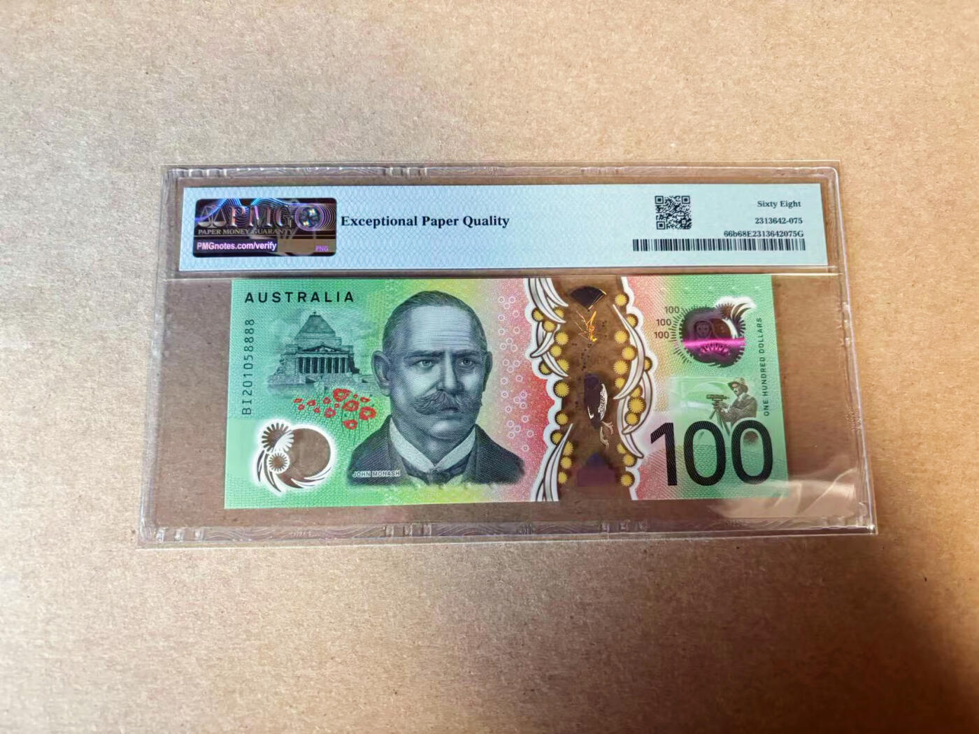 【Blue Auction】✨世界纸币精拍第618期【精】 【8888狮子号无47】澳大利亚 2020年100元 PMG68EPQ 超高分