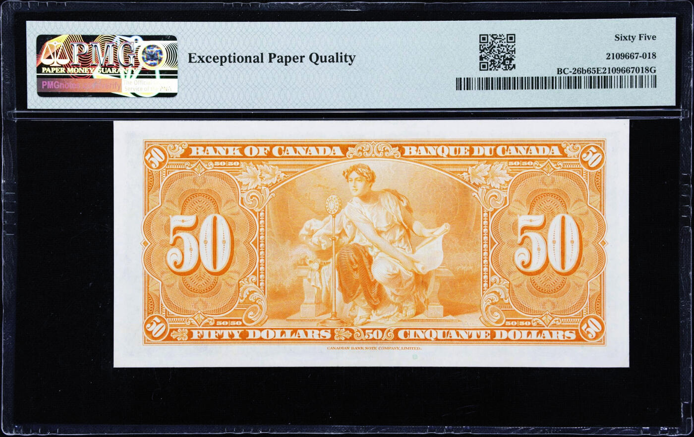 【Blue Auction】✨世界纸币精拍第618期【精】  加拿大 1937年50元 英王乔六 雕刻精美 橘色调很吸引眼球  PMG65EPQ 绝品少见 凑套必备 