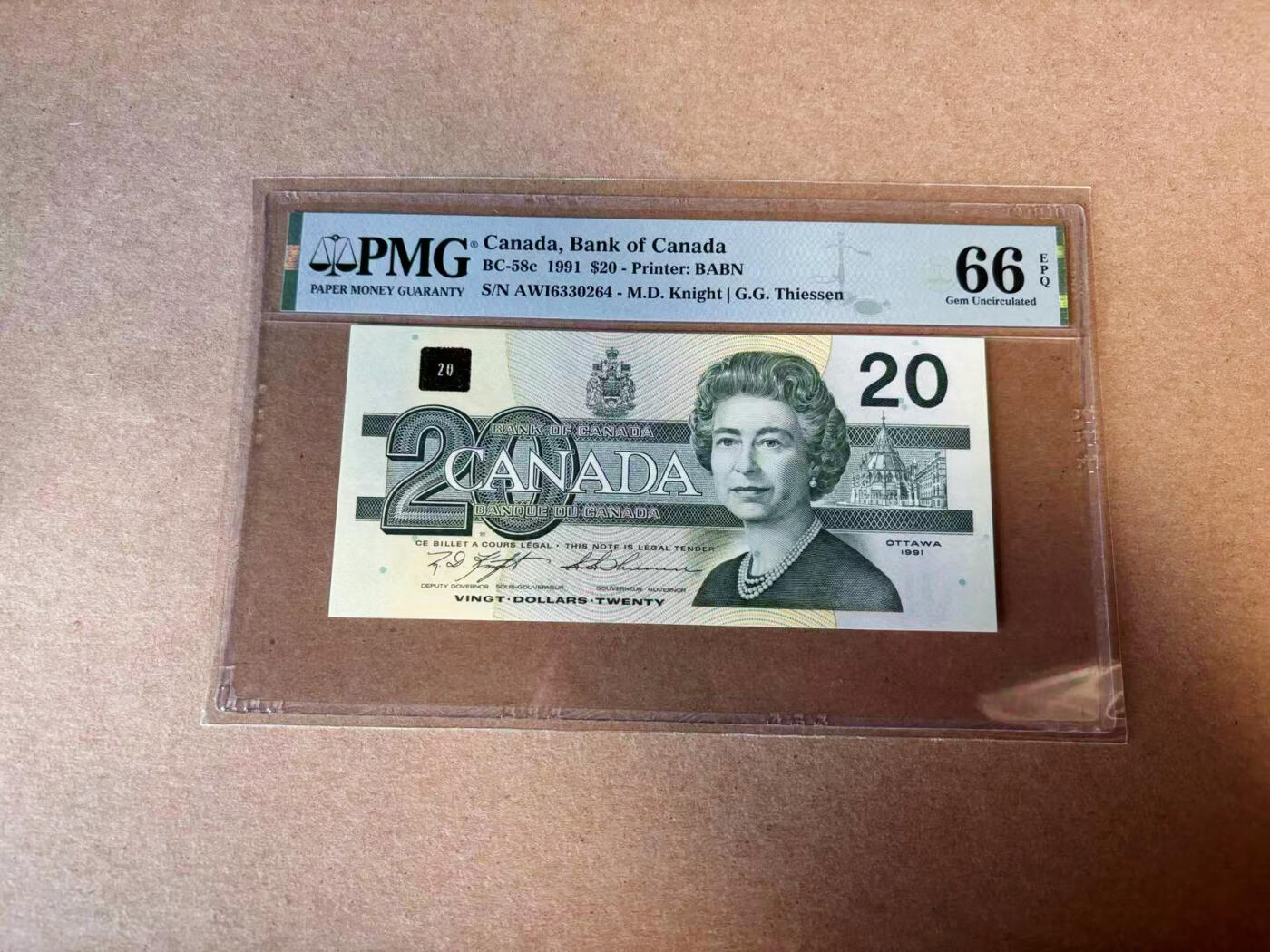 【Blue Auction】✨世界纸币精拍第618期【精】 加拿大 1991年20元 女王 PMG66EPQ 
