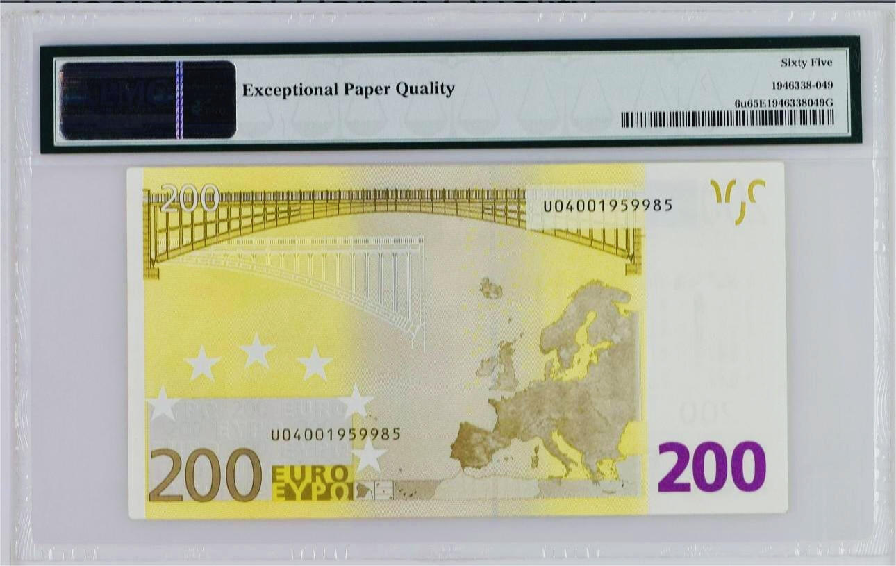【Blue Auction】✨世界纸币精拍第618期【精】   【首签 法国版】欧盟 2002年200欧元 PMG65EPQ 老壳 