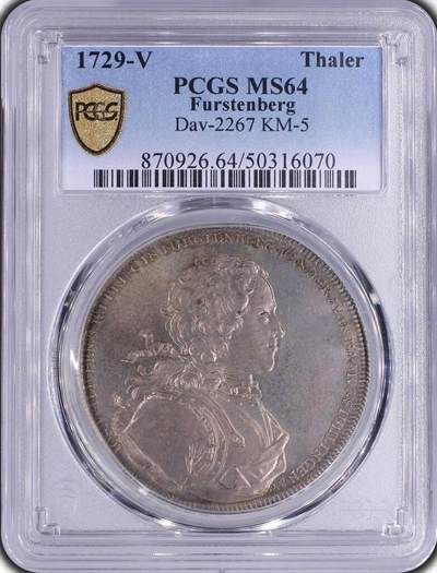PCGS-MS64 1729-V 弗斯滕伯格泰勒银币 - PCGS-MS64 1729-V 弗斯滕伯格泰勒银币