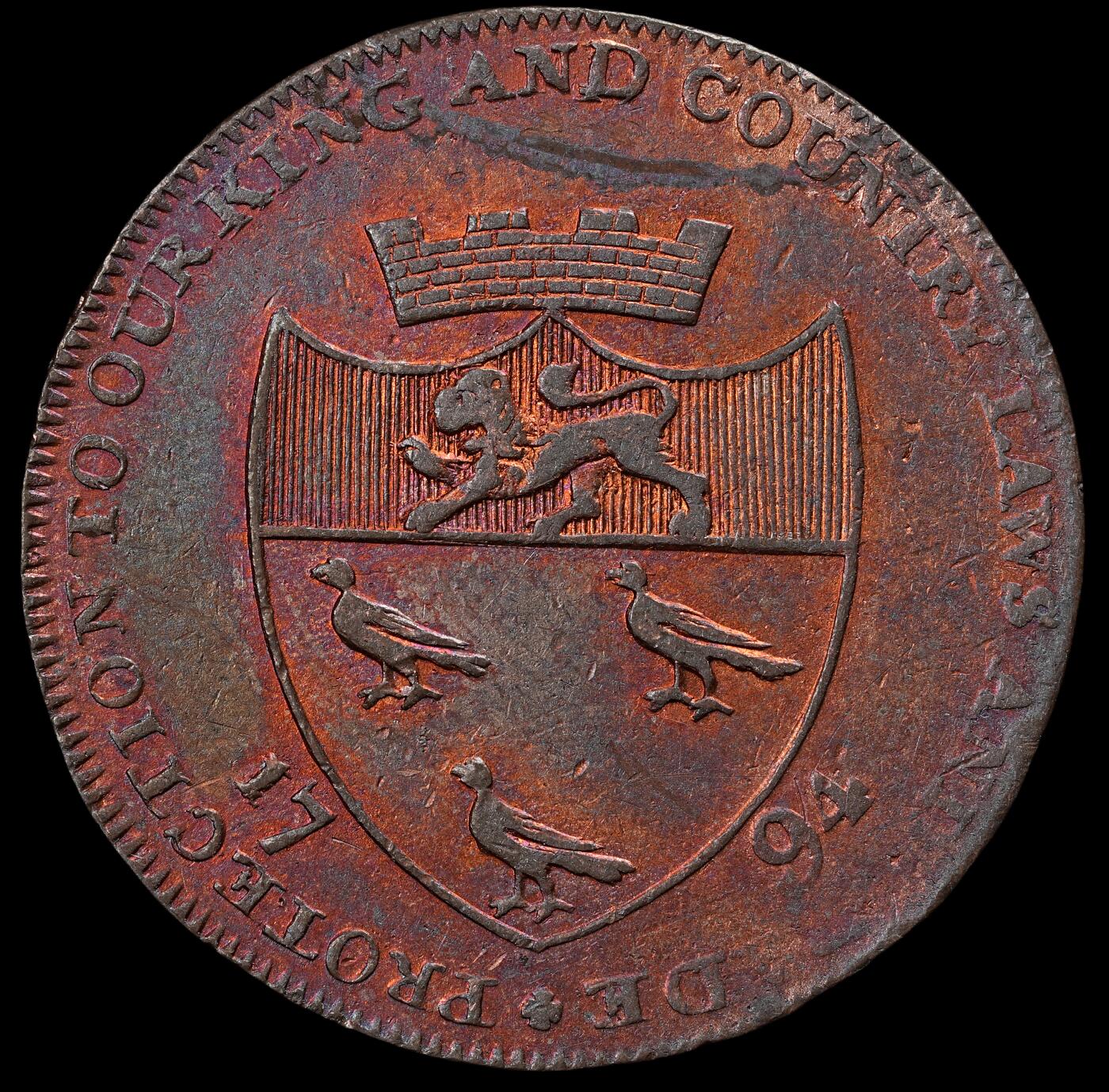 修遠堂世界钱币第五十七期 1794年英国坎特伯雷半便士代用币 9.20g