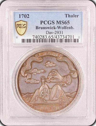 PCGS-MS65 1702 布伦瑞克-狼堡泰勒银币 - PCGS-MS65 1702 布伦瑞克-狼堡泰勒银币