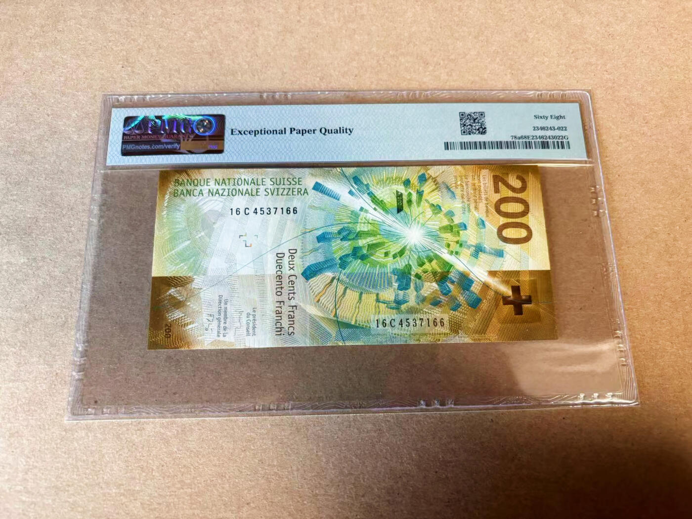 【Blue Auction】✨世界纸币精拍第618期【精】 瑞士 2016年200法郎 PMG68EPQ 超高分