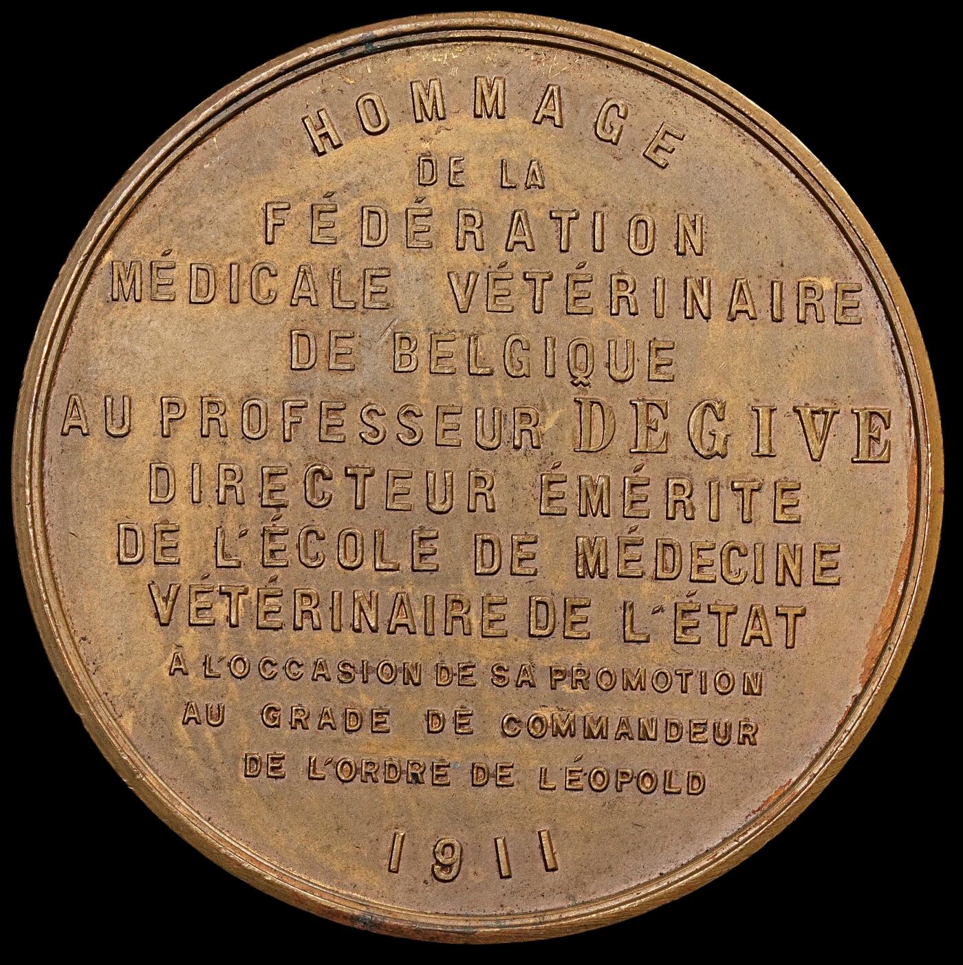 修遠堂世界钱币第五十七期 1911年比利时人物纪念大铜章 55mm，59.17g