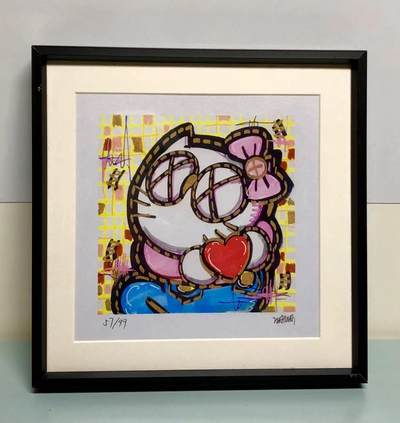 零元拍：歪歪亲笔签名 OWSON 系列作品装饰画《hello Kitty》，已做装裱 合金相框尺寸25/25CM。因展品出展，镜框或亚克力可能有轻微划痕，介意勿拍 - 零元拍：歪歪亲笔签名 OWSON 系列作品装饰画《hello Kitty》，已做装裱 合金相框尺寸25/25CM。因展品出展，镜框或亚克力可能有轻微划痕，介意勿拍