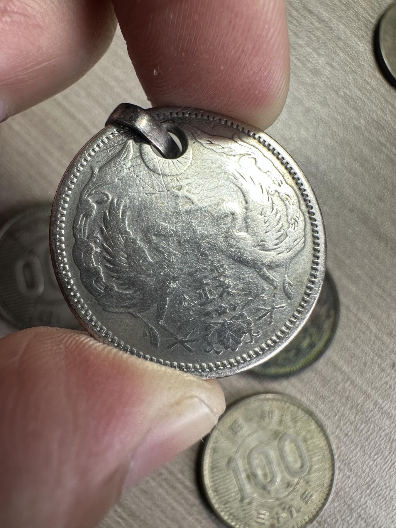 世界钱币，章，大清铜币，光绪元宝，乾隆通宝，邮折，明信片 日本银币5枚，有一枚品相差，保真