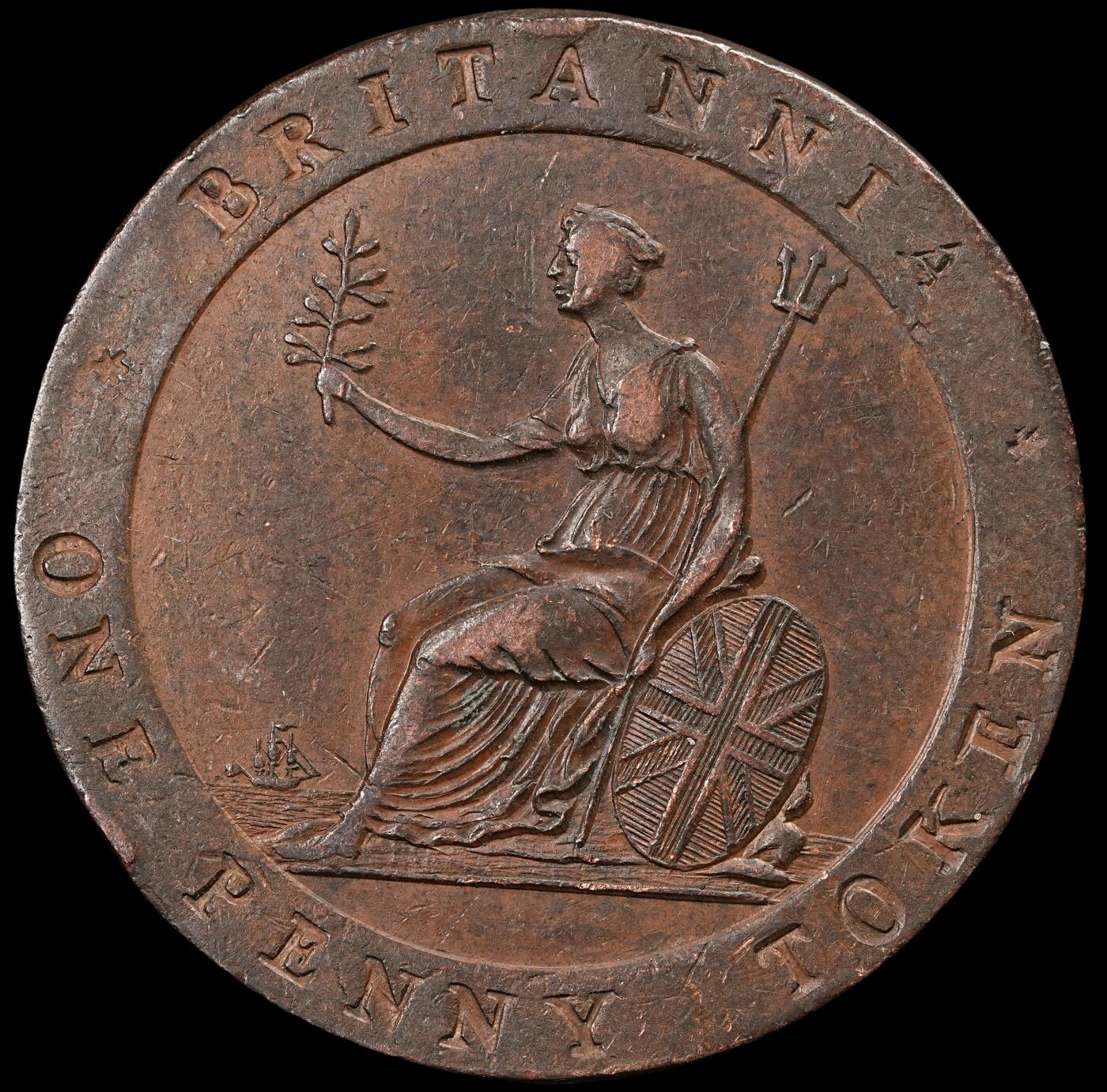 修遠堂世界钱币第五十七期 1813年英国斯托克顿-提斯1便士代用铜币 19.08g