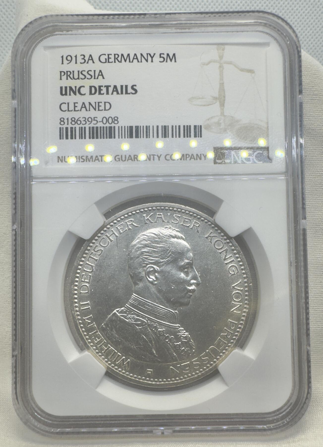 “一元初始，万象更新”新年新铺开张（第4期）新年第一拍 NGC-UNCD 德国1913年威廉二世军装长翅5马克，错杀，可重新搏分