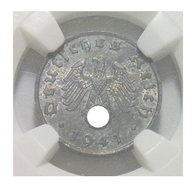 NGC MS61 德国第三帝国1941年G版1芬尼 难得开卷原光
