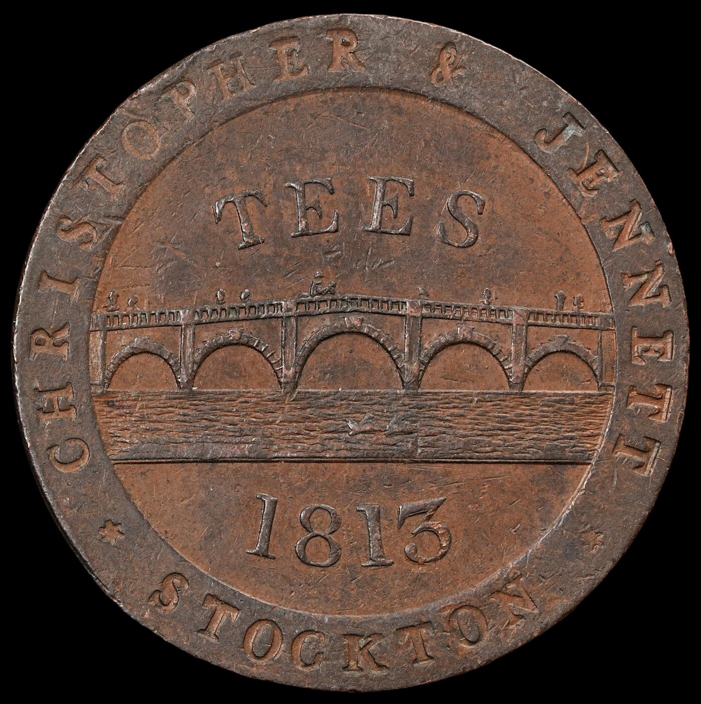 修遠堂世界钱币第五十七期 1813年英国斯托克顿-提斯1便士代用铜币 19.08g