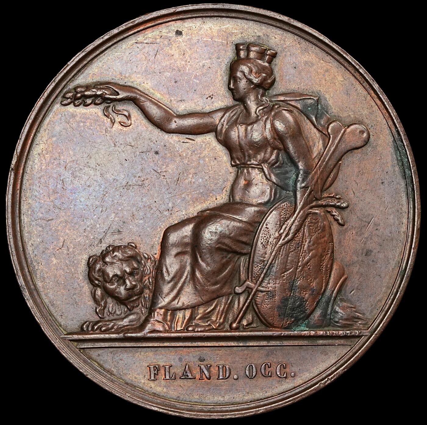 修遠堂世界钱币第五十七期 1868年比利时大铜章 顶部焊点去除 58.50mm，89.83g