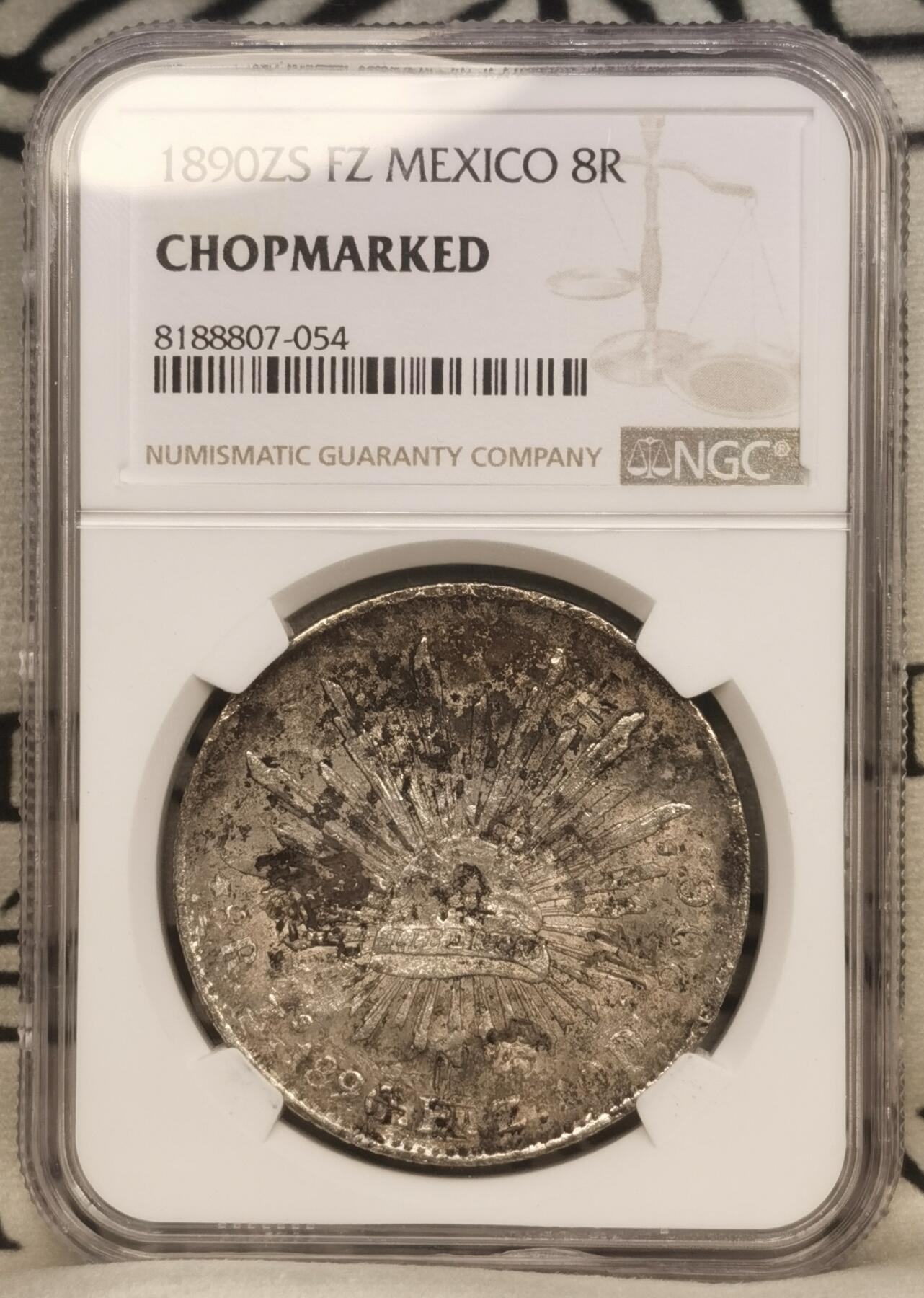 “一元初始，万象更新”新年新铺开张（第4期）新年第一拍 NGC-Chopmarked 墨西哥 1890年ZS FZ花边鹰洋
