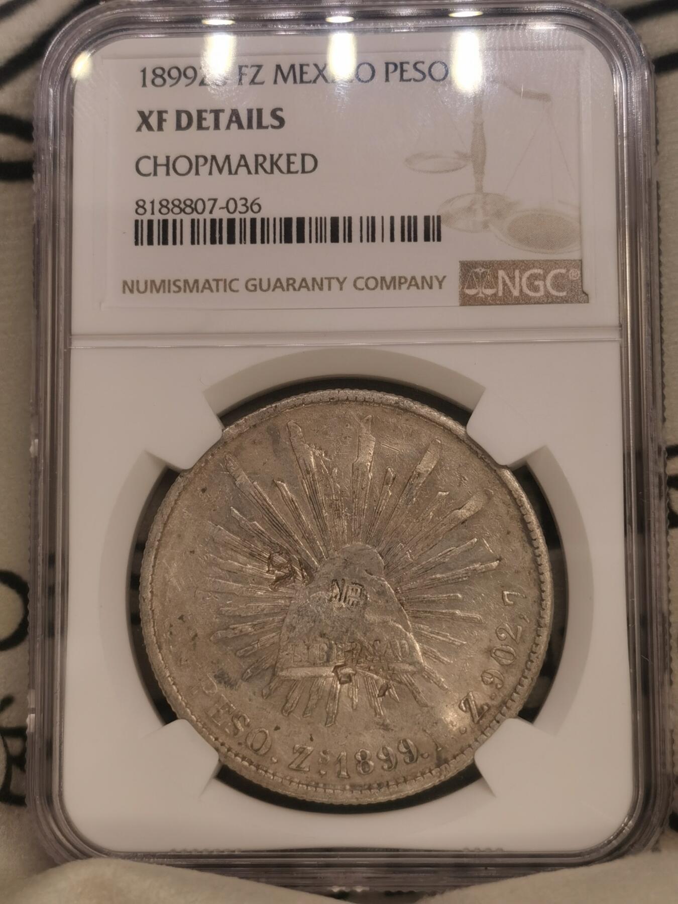 “一元初始，万象更新”新年新铺开张（第4期）新年第一拍 NGC-XFD墨西哥 1899年ZS FZ直边鹰洋