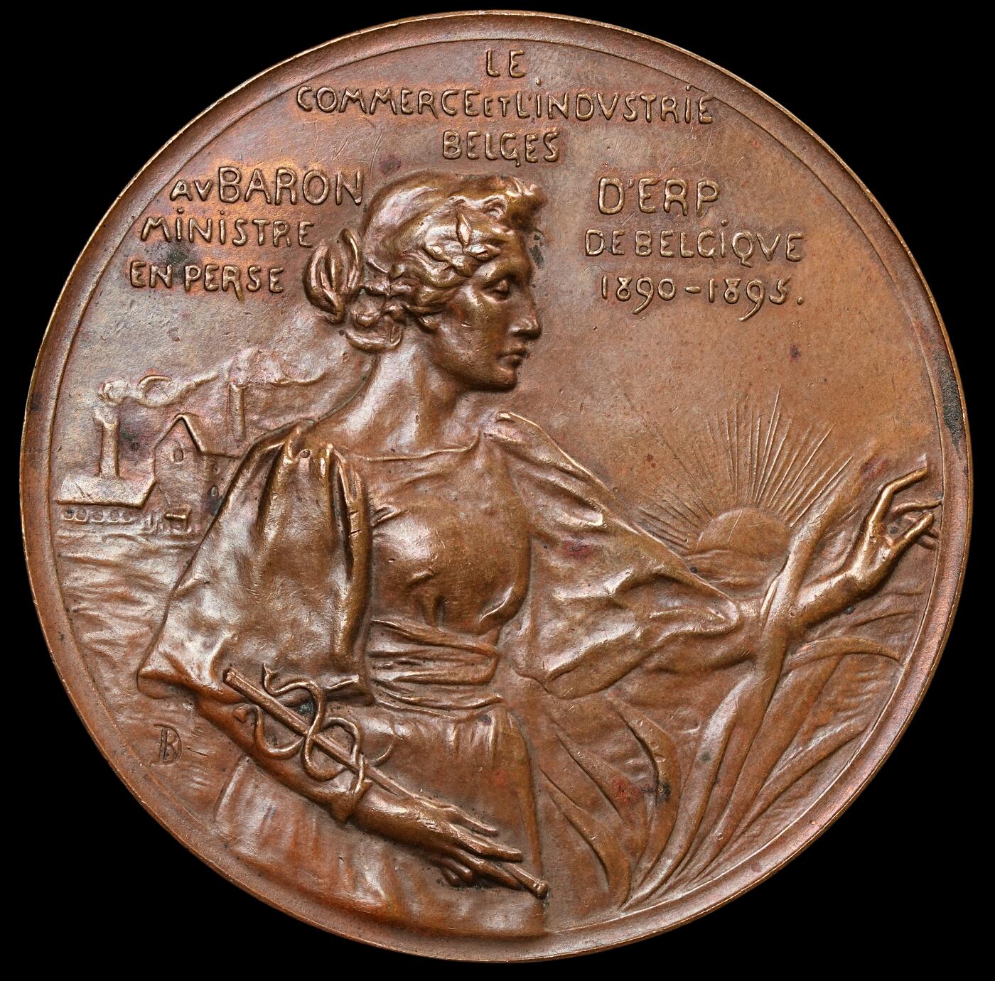 修遠堂世界钱币第五十七期 1895年法国大铜章 Paul Dubois作品 65mm，128g