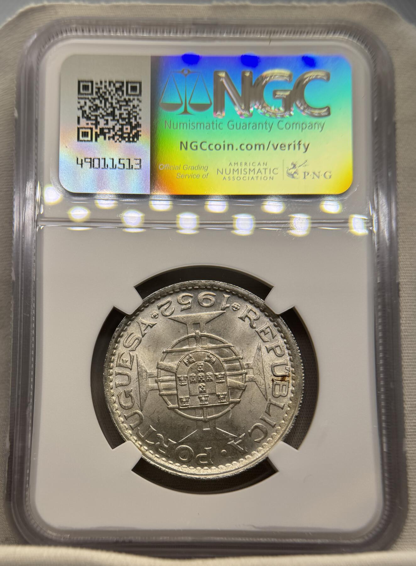 “一元初始，万象更新”新年新铺开张（第4期）新年第一拍 NGC-MS65 澳门1952年首发伍圆银币，卷拆品相