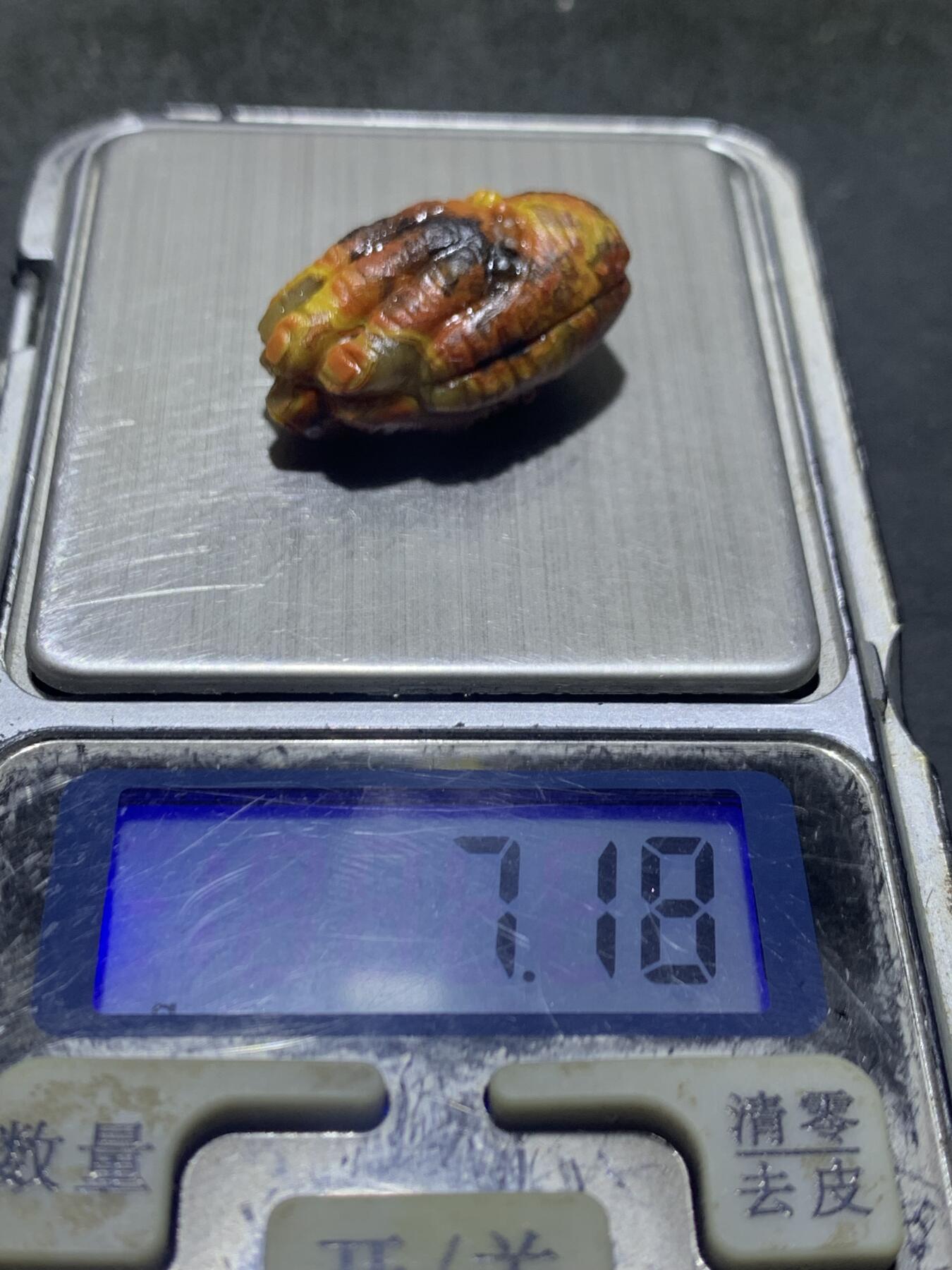 精美亚光战国红玛瑙手工雕刻一心向佛随形珠（背云）一颗