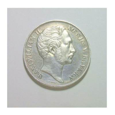 德国巴伐利亚1855年 圣母抱婴2盾银币 初铸爽品 - 德国巴伐利亚1855年 圣母抱婴2盾银币 初铸爽品