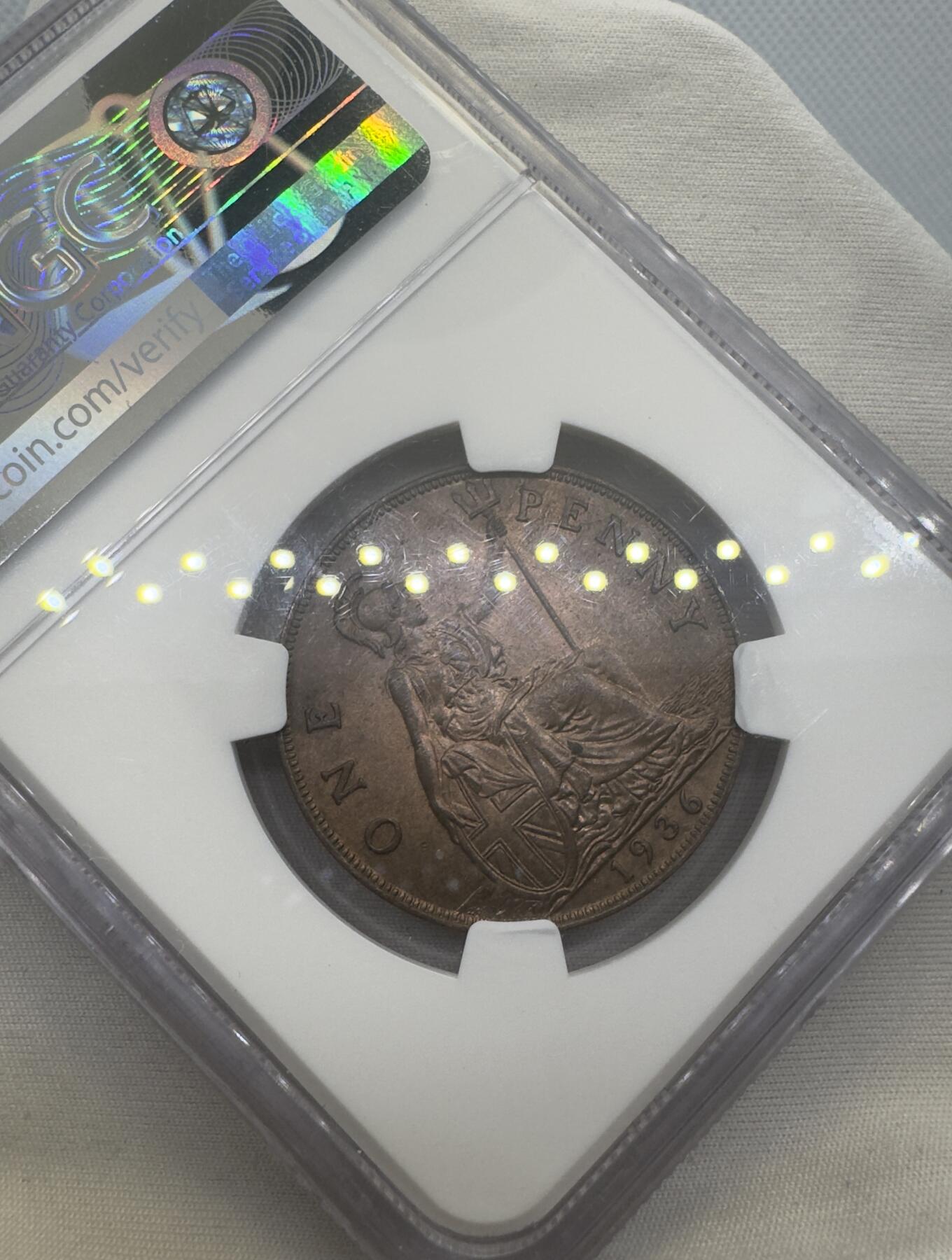 “一元初始，万象更新”新年新铺开张（第4期）新年第一拍 NGC-MS64RB 英国1936年乔治五世1便士铜币，少见品种，铜光圆润，包浆自然